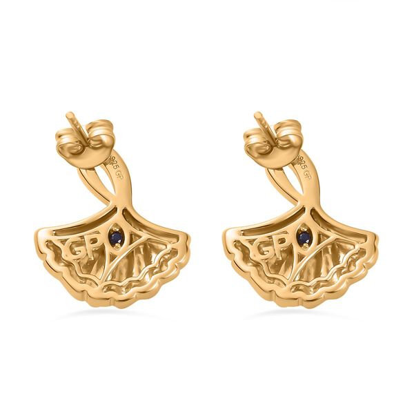 GP Spezial Kollektion - AA Afrikanische Rubin (Fissure gef&uuml;llt), Kanchanaburi Blauer Saphir Ohrringe 925 Silber Gelbgold Vermeil ca. 0.67 ct image number 5