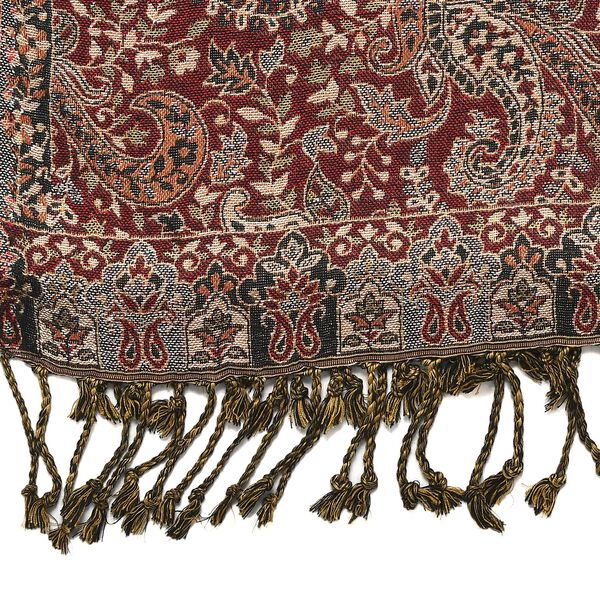 Jamawar-Schal, 3-Schiffchen-Webung, 70x200 cm, Paisley image number 6