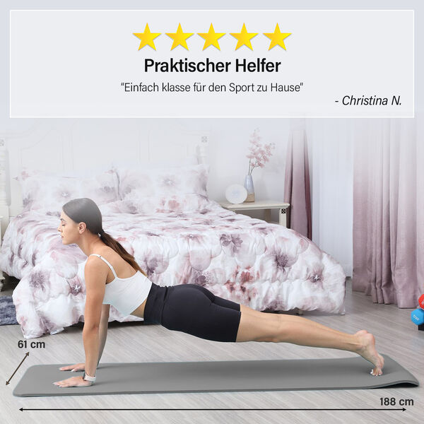 SOUL SMART - NBR Yoga Matte mit Riemen, Grau image number 2