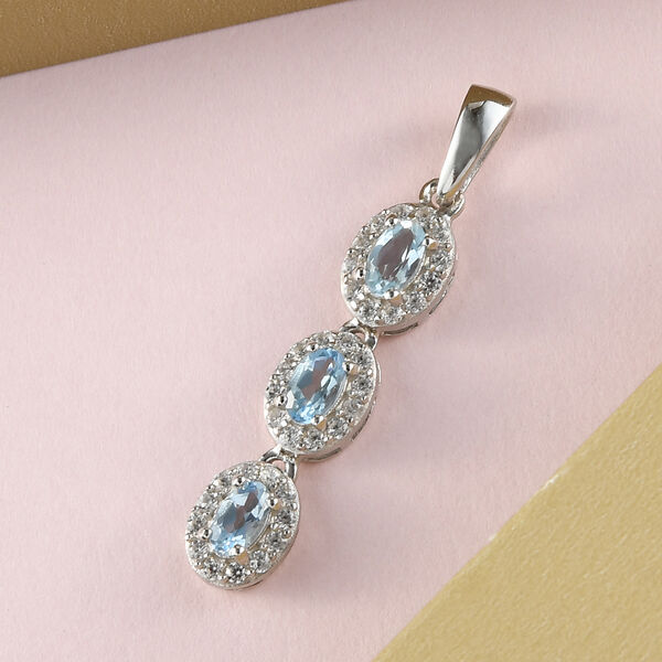 Espirito Santo Aquamarin und Zirkon-Anh&auml;nger in Silber, 1,03 ct. image number 2