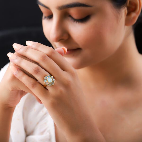 AA Natürlicher, äthiopischer Welo Opal und Zirkon-Ring - 2,11 ct. image number 3