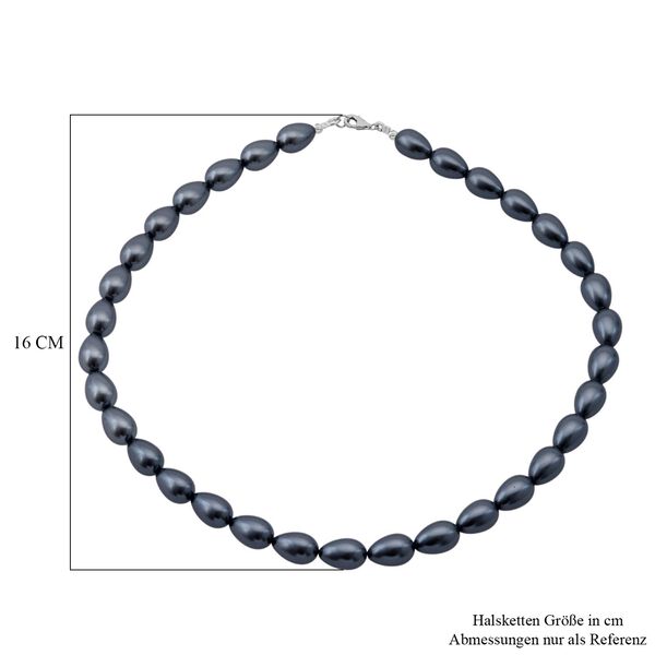 Schwarze-Blaue Muschelkernperle Halskette ca. 45 cm,, 925 Silber image number 5