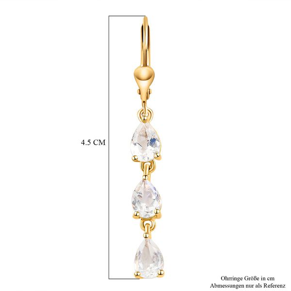 Premium Regenbogen Mondstein-Ohrringe, 925 Silber vergoldet ca. 3,85 ct image number 5