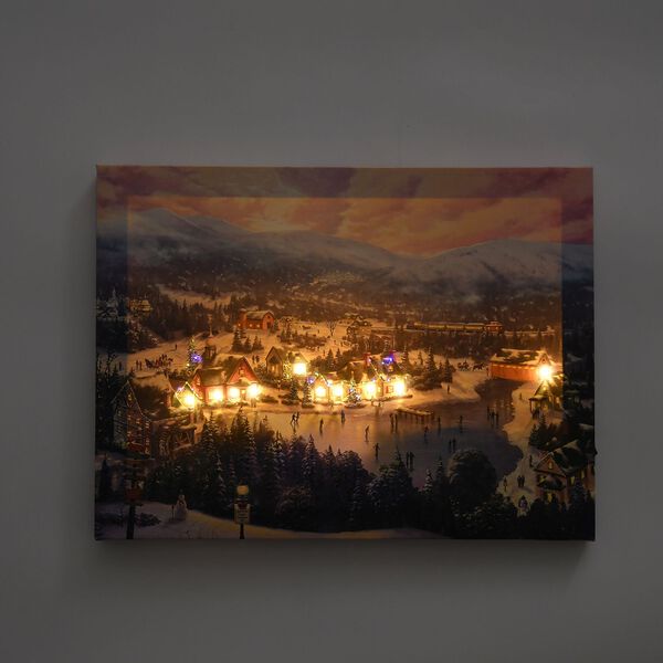 Winterlandschaft mit Schlittschuhsee - Leinwandbild mit LED-Beleuchtung, 30x40x1,8 cm image number 2