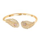 Rosa Kristall, Weißer Zirkonia Armreif ca. 19 cm Nickelfreies Messing Standard