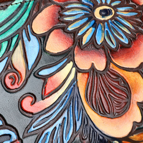 Handbemalte Leder Geldb&ouml;rse RFID, Tan, 22.8 x 2.5 x 12.7 cm image number 9