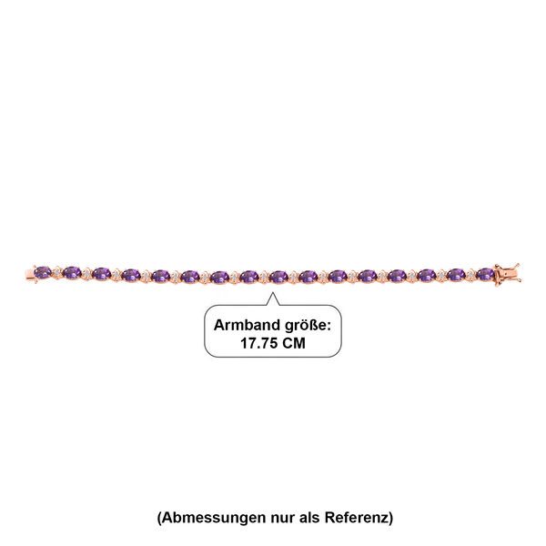 GP - AAA Rose De France Amethyst, Wei&szlig;er Zirkon Armband ca. 19 cm 925 Silber 750 Ros&eacute;gold Vermeil ca. 12,92 ct. image number 5