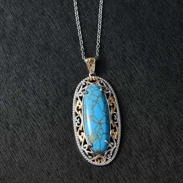 Blauer T&uuml;rkis Anh&auml;nger mit 50cm Kette -  17 ct. image number 2