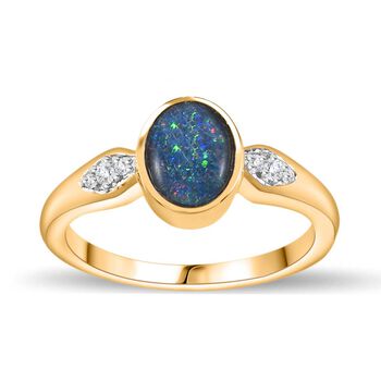 Boulder Opal Triplett und Zirkon Schmuckset - 2 ct.