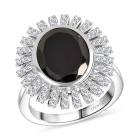 D'Joy Elite Shungit, Weißer Zirkon Ring 925 Silber rhodiniert (Größe 17.00) ca. 3,64 ct