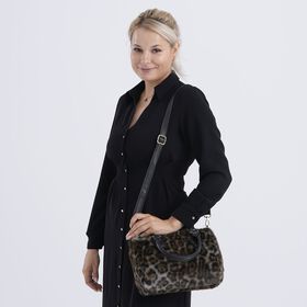 Crossbody Bag in Leopard-Optik, Braun-Schwarz, 26x17x13cm