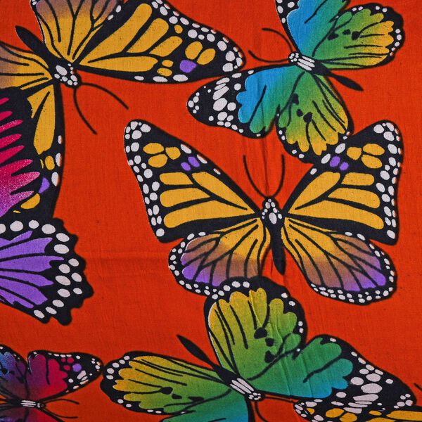 Bedruckter Sarong aus Viskose, Schmetterling Muster, Orange image number 3