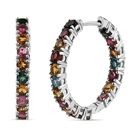 Mehrfarbig-Turmalin Ohrringe 925 Silber platiniert ca. 3,96 ct.