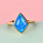 Miami Blau Welo Opal Solitär Ring 925 Silber Gelbgold Vermeil image number 1