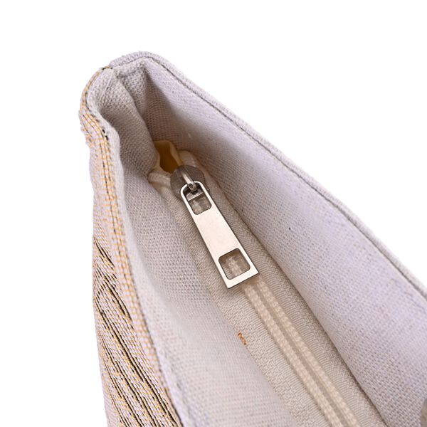 Jacquard gewebte Jute-Tasche mit kunstvollem Muster, 42x34 cm, Khaki image number 6