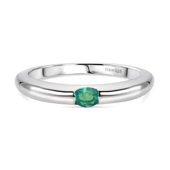 D'Joy Kagem Sambischer Smaragd Ring 925 Silber Gold (Gr&ouml;&szlig;e 21.00) (10-15 Werktage Lieferzeit) ca. 0.16 ct