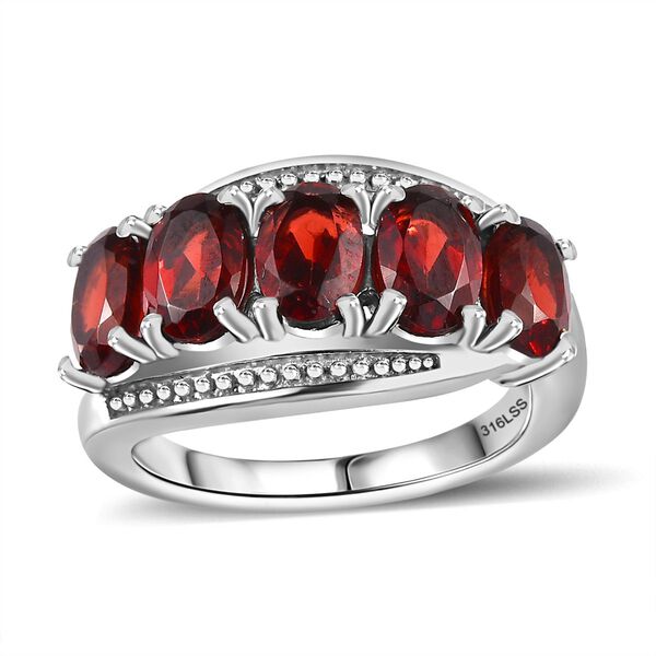 Roter Granat Ring Edelstahl (Größe 16.00) ca. 3,23 ct image number 3