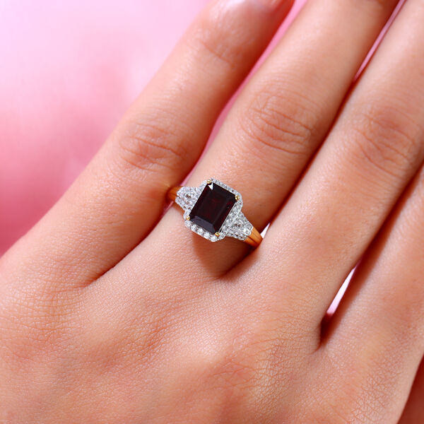 Rhodolith Granat und Zirkon Ring 925 Silber vergoldet  ca. 2,32 ct image number 3