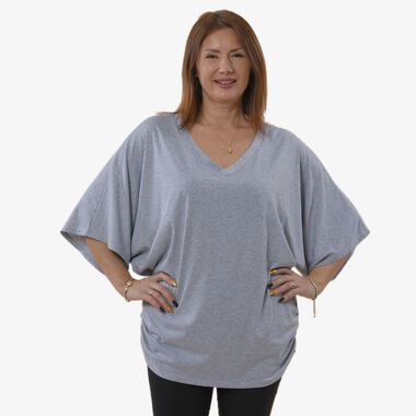 TAMSY - T-Shirt V-Ausschnitt, Einheitsgröße Grau