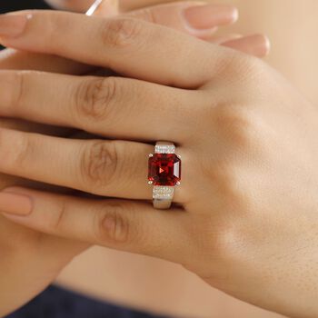 J Francis gefertigt mit SWAROVSKI- Scharlachroter und wei&szlig;er Swarovski Kristall Ring