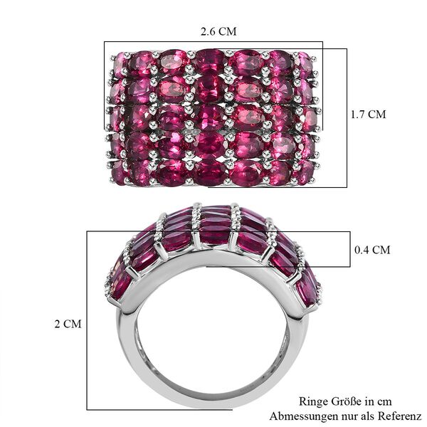 Natürlicher Rhodolith Granat Ring, 925 Silber platiniert (Größe 18.00) ca. 8.09 ct image number 7