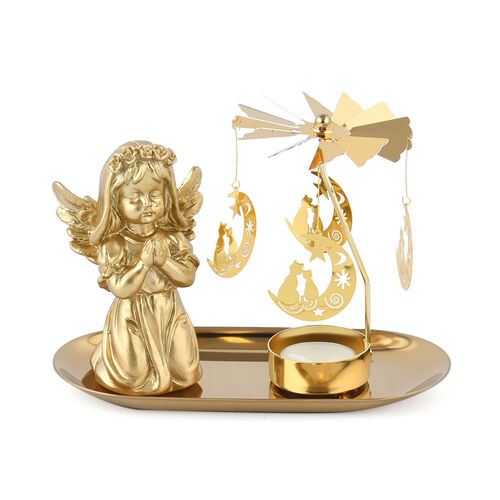 THE 5TH SEASON: Betendes Schutzengelmädchen mit drehbarem Kerzenhalter und 10 Teelichtern, Gold  image number 0