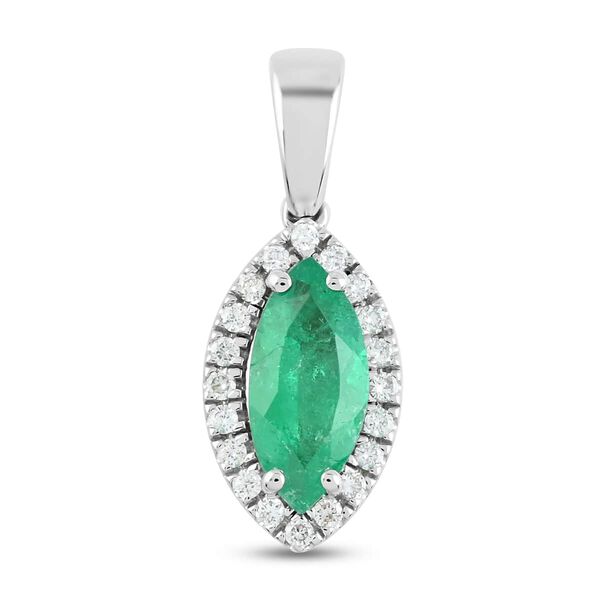 Rhapsody AAAA Kolumbianischer Smaragd, Wei&szlig;er Diamant Anh&auml;nger 950 Platin ca. 1,20 ct.