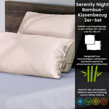Serenity Night - Bambus-Kissenbezug 2er-Set, k&uuml;hlend und anti-allergisch, 80 x 80 und 40 x 80 cm, Beige