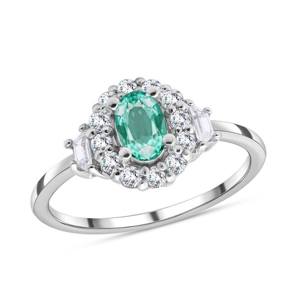 AAA Kagem sambischer Smaragd Ring, 925 Silber platiniert, ca. 0.96 ct image number 4