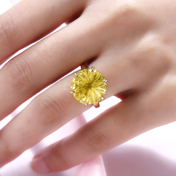 Exklusiver Schliff - Ouro Verde-Quarz Ring, 925 Silber vergoldet  ca. 10,62 ct image number 3