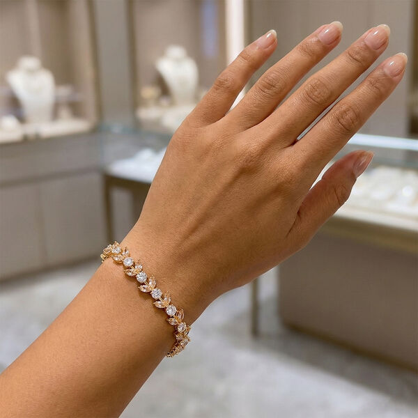 Wei&szlig;es und Champagner Zirkonia 19cm Armband image number 2