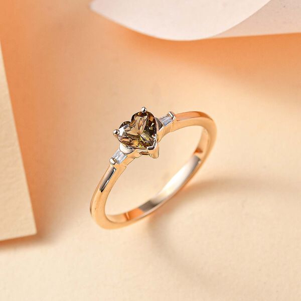 AA Nat&uuml;rlicher goldener Tansanit und Diamant Ring in 375 Gold - 0,82 ct. image number 2