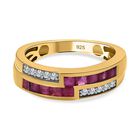 Afrikanischer Rubin (Fissure gefüllt), Weißer Zirkon Ring, 925 Silber vergoldet, (Größe 17.00) ca. 1.11 ct