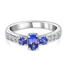 Tansanit und Zirkon Ring 925 Silber Platin-Überzug image number 0