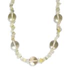 Zitronen Quarz, Serpentin Halskette ca. 60 cm Edelstahl ca. 350.00 ct