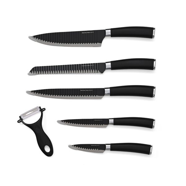 6er-Set K&uuml;chenmesser, Schwarz