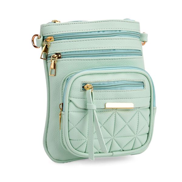 Maxikleid aus Viskose-Crepe mit Lurex Ombre-Schal mit Quasten aus Poly-Seide-Modal und Crossbody Tasche Mintgr&uuml;n image number 19