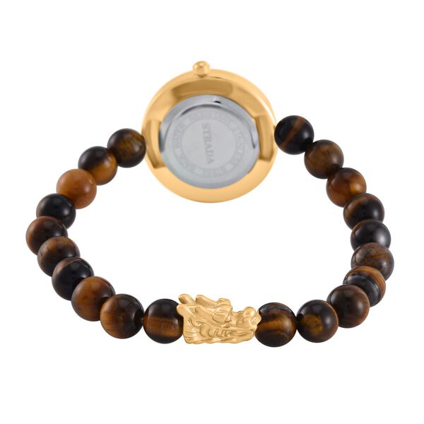 Gelbes Tigerauge Uhren Reiner Edelstahl Bicolor flexibel ca. 50,00 ct. image number 5