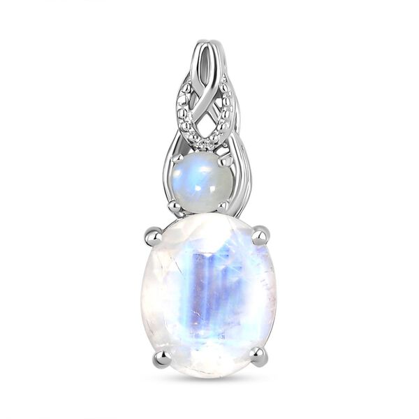 2er-Set - Premium Regenbogen Mondstein-Ring und Anhänger - 7,55 ct. image number 6