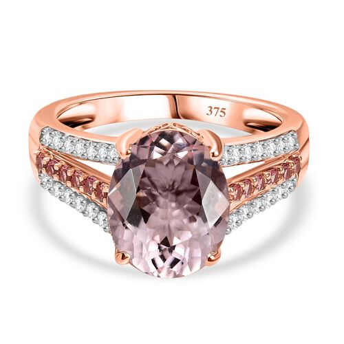 AAA Rosa Morganit, Padparadscha Saphir Ring 375 Gold (Größe 20.00) ca. 3,96 ct image number 0