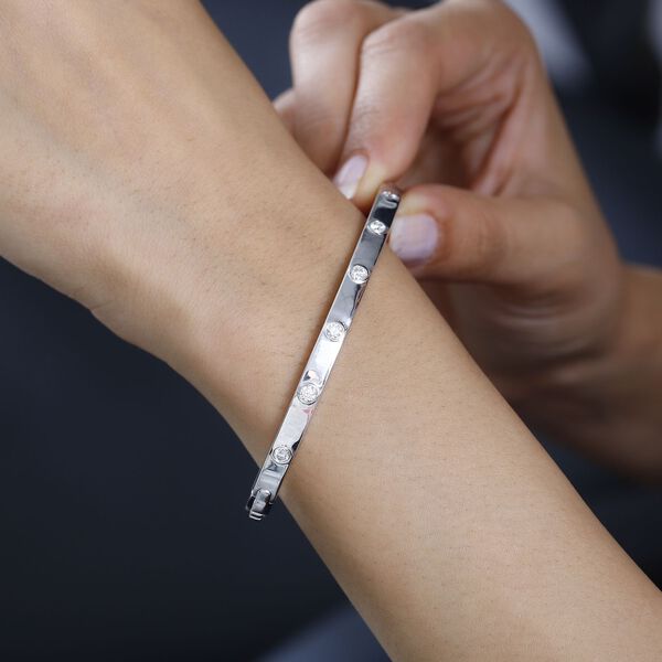 Moissanit Armreif, 19cm, 925 Silber rhodiniert - 0,86 ct. image number 3