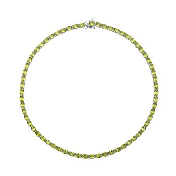 Nat&uuml;rliche, Peridot Halskette, ca. 45 cm, 925 Silber rhodiniert ca. 53.67 ct