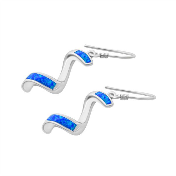 Simulierter Blauer Opal Ohrringe 925 Silber rhodiniert image number 3