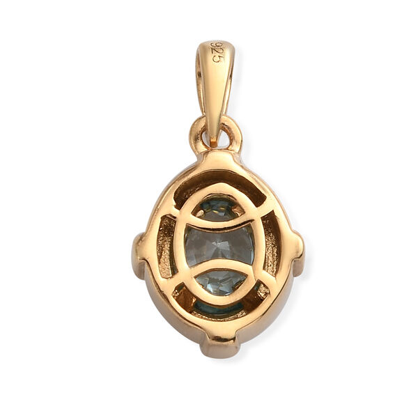 2er-Set Kambodschanischer blauer Zirkon Ring und Anhänger 925 Silber vergoldet ca. 2,62 ct image number 7