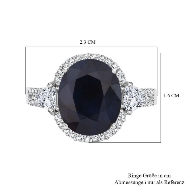 Diffundierter blauer Saphir, Wei&szlig;er Zirkon Ring 925 Silber rhodiniert (Gr&ouml;&szlig;e 17.00) ca. 4.70 ct image number 6