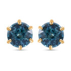 AAA Ratnakiri Blauer Zirkon Ohrringe, 375 Gold, ca. 2.00 ct