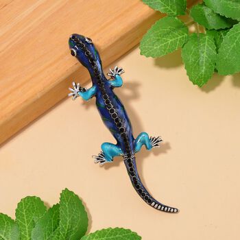 Schwarzer Kristall Brosche emailliert