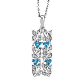 ALLORO AA Neon Apatit und Zirkon Anhänger mit 45cm Kette - 0,88 ct.