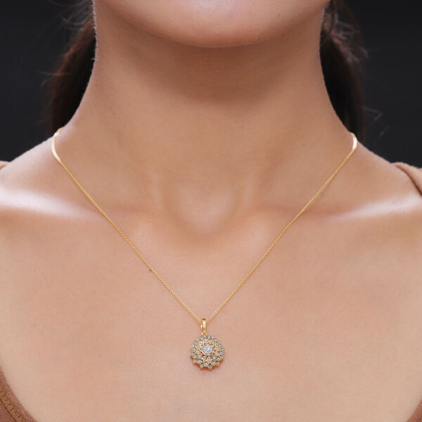 Diamant Anh&auml;nger mit Kette 50 cm 925 Silber Gelbgold Vermeil ca. 0,25 ct image number 3