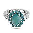 Grandidierit und weißer Zirkon-Ring, 925 Silber platiniert (Größe 20.00) ca. 2.97 ct